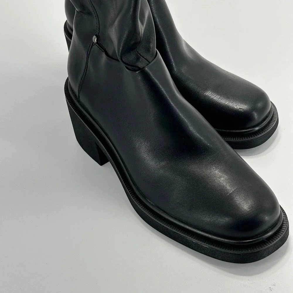 Franco Sarto Size 7.5 Black Over the Knee Boots Platform Square NEW Kelly‎ $170